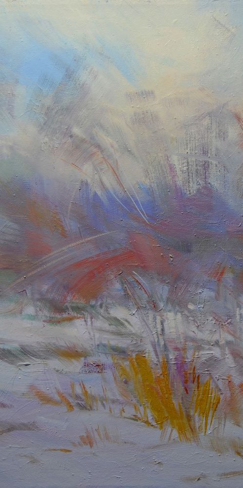 Abstract Landscape Painting " White Blizzard" ( 225l13 ) by Yuri Pysar