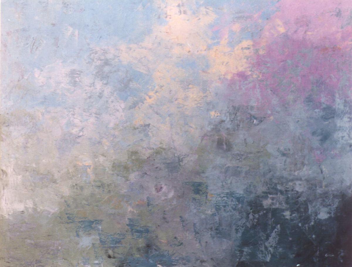 Abstract Landscape Oil Painting By Saroja Van Der Stegen, 46 X 35", Spring (Ref#:284-50F), Original Artwork