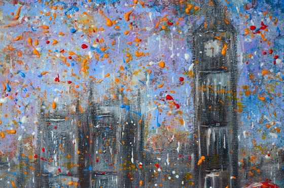 Rainy London - Ready to Hang Palette knife City