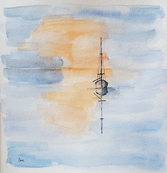 Sailboat - Sailing - Seascape - "Solo Sail III"