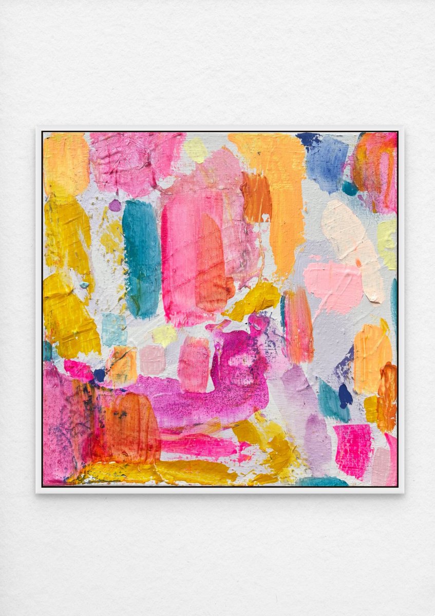 Organic Abstract Acrylic Painting By Kathryn Sillince, 14 X 14", 