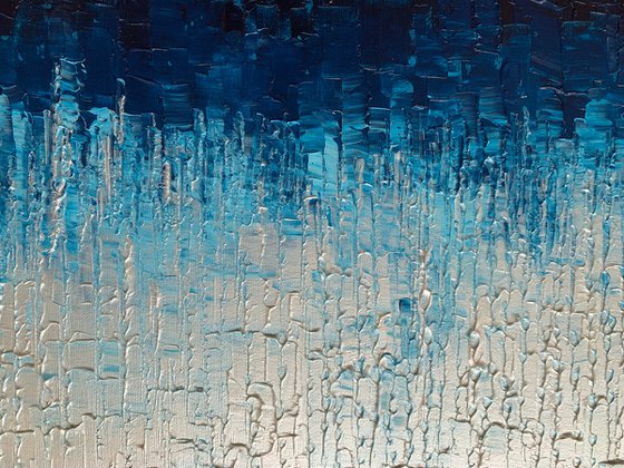 Cascade of Blue - LARGE,  TEXTURED, PALETTE KNIFE ABSTRACT ART – EXPRESSIONS OF ENERGY AND LIGHT. READY TO HANG!