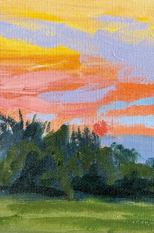 Sunset in the forest by Kate Sosonna