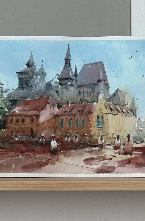 Biertan, Transylvania, watercolor painting on paper. 2023 by Marin Victor