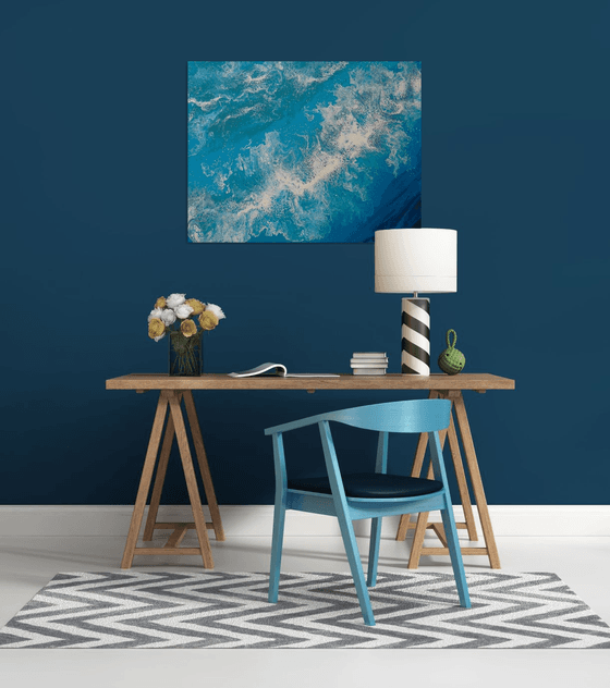 Seascape Painting "Turquoise waves"  70 x 90 cm