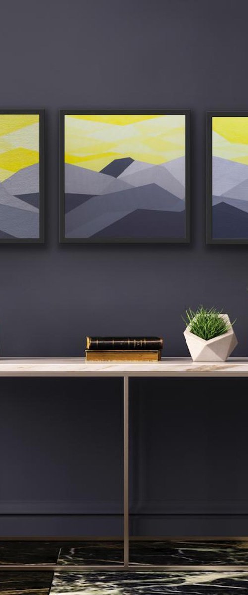 Yellow Sky Triptych by Catia Goffinet