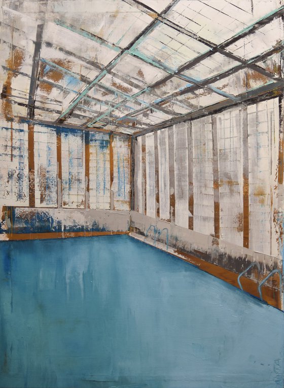 Oil painting, stretched "Pool 18" 100/70cm