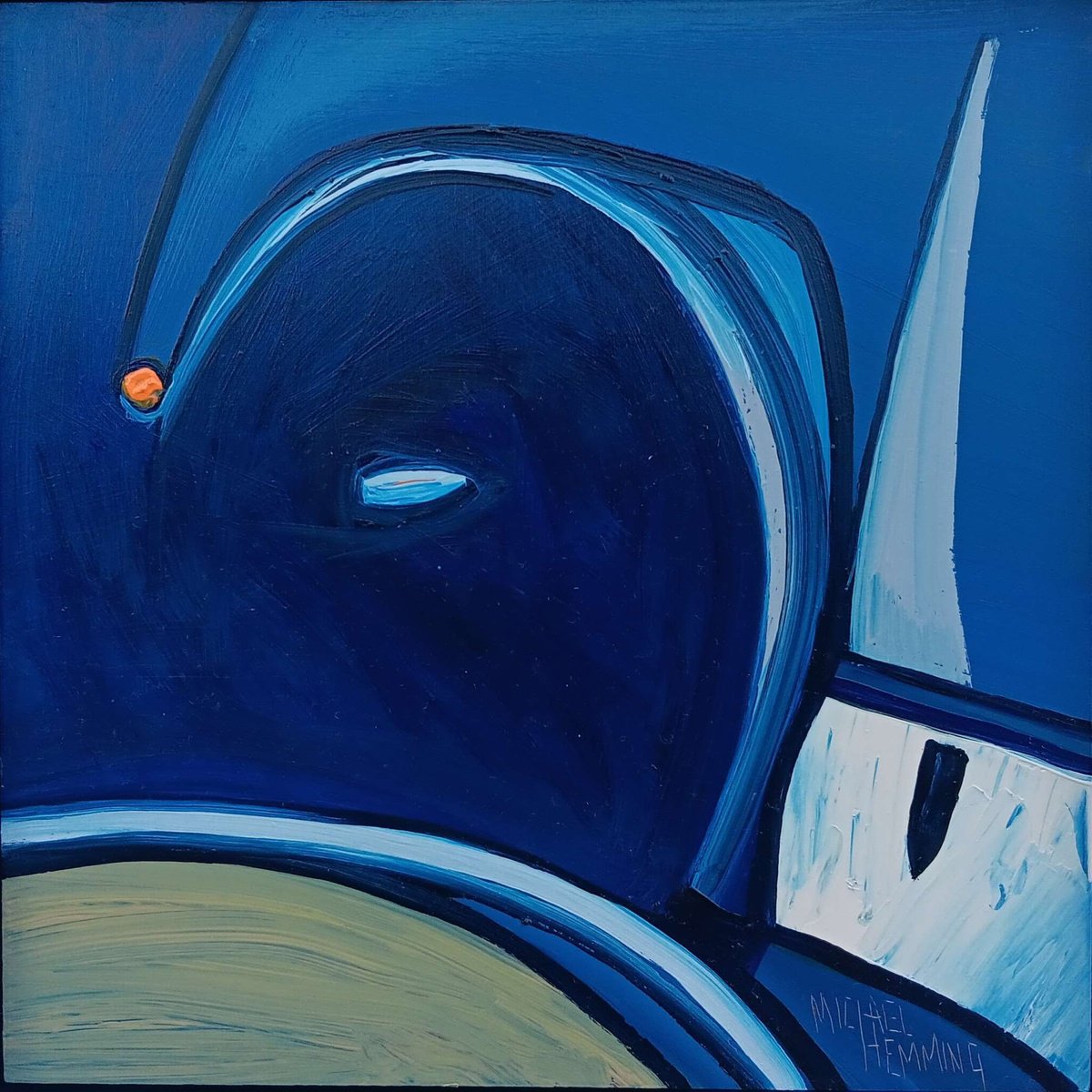 Abstract Landscape Oil Painting By Michael Hemming, 9 X 9", Harbour, Original Artwork