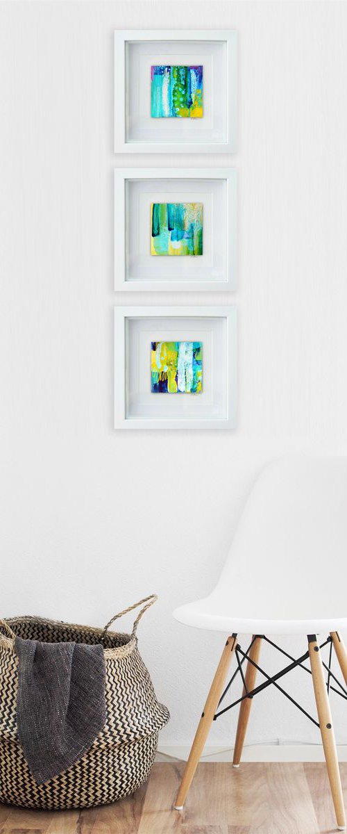 A trio of mini abstracts by Carolynne Coulson