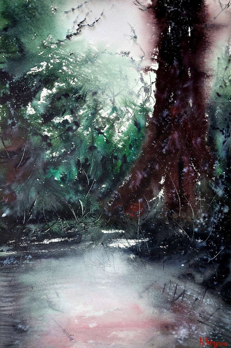 Abstract Landscape Watercolour By Neil Wrynne, 15 X 22", The Journey Is Done, Original Artwork