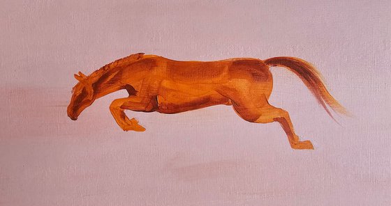 Minimalist Flying Chestnut orange horse