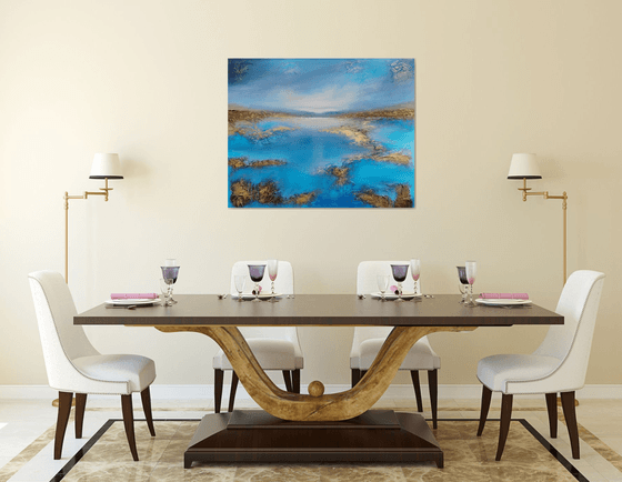 A XL large beautiful modern semi-abstract  seascape painting "Peace"