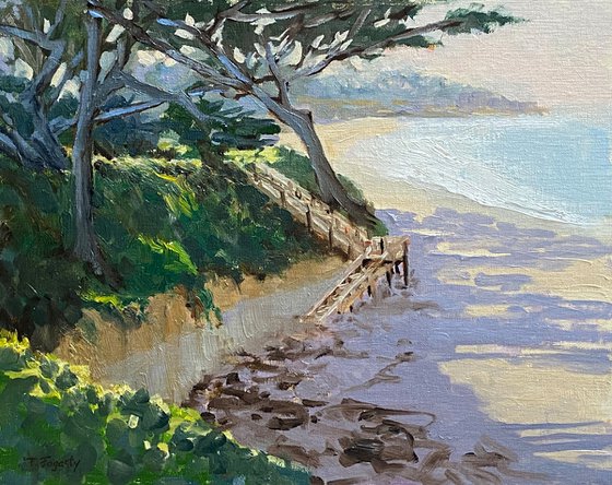 Staircase Down to Carmel Beach plein air