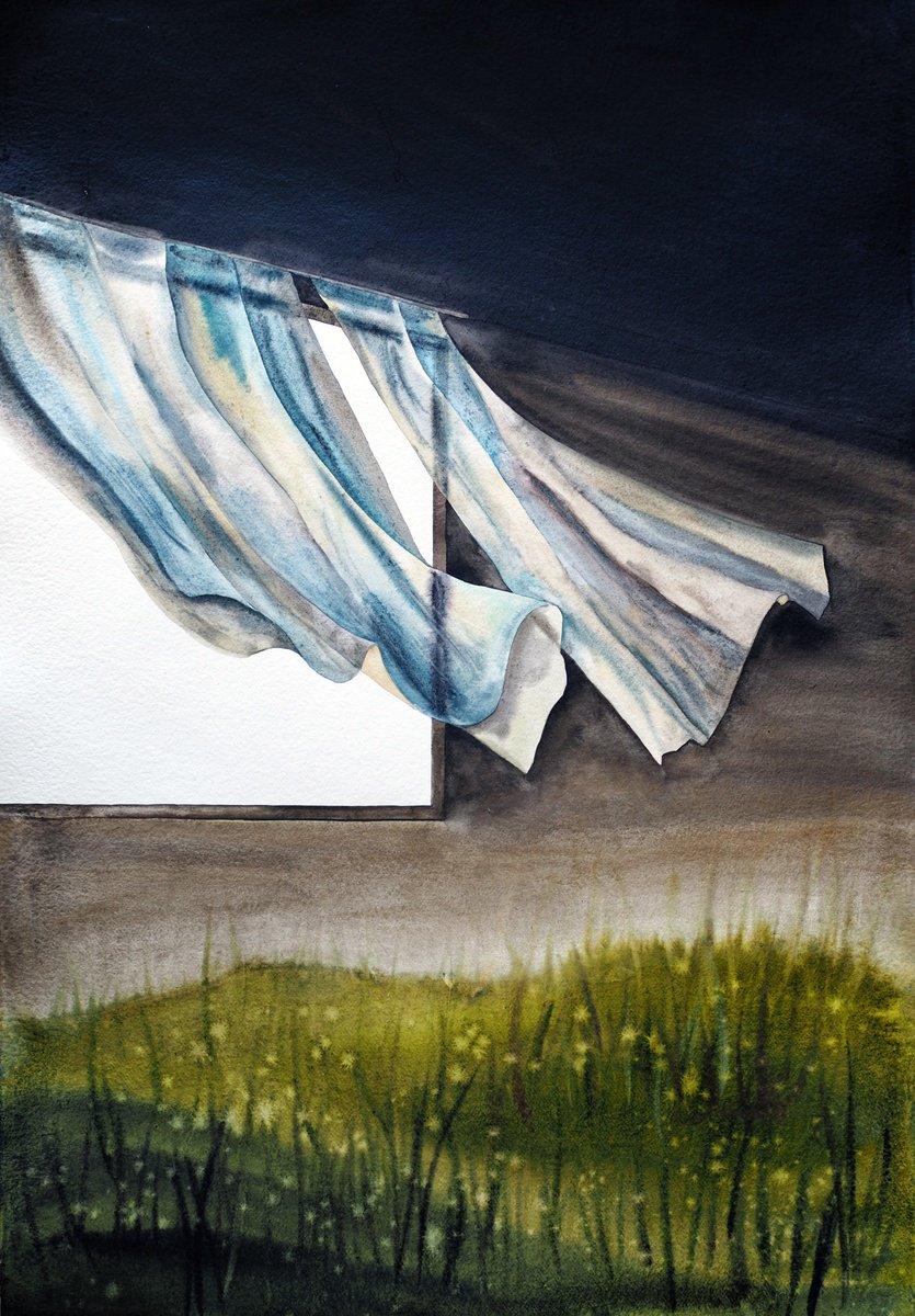 Impressionistic Cityscapes Watercolour By Delnara El, 29 X 41, Unknown Outside, Original Artwork