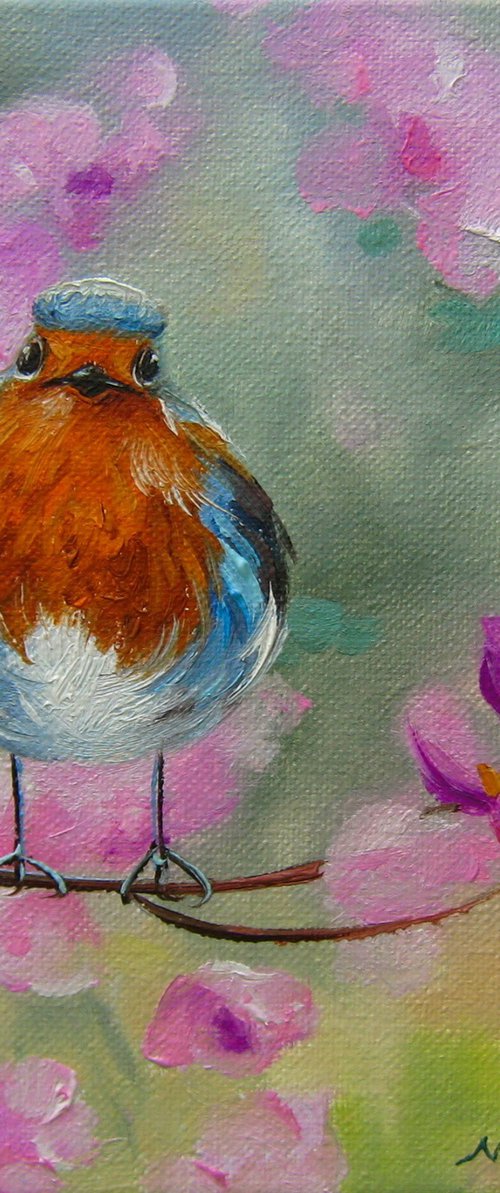 Robin Oil Painting on Canvas by Natalia Shaykina