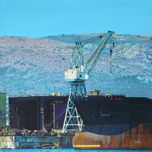 Shipyard with crane by Zoltan Till
