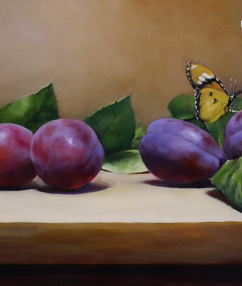 "Still life with plums" by Gennady Vylusk