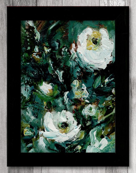 Tranquility Blooms 43 - Framed Highly Textured Floral Painting by Kathy Morton Stanion