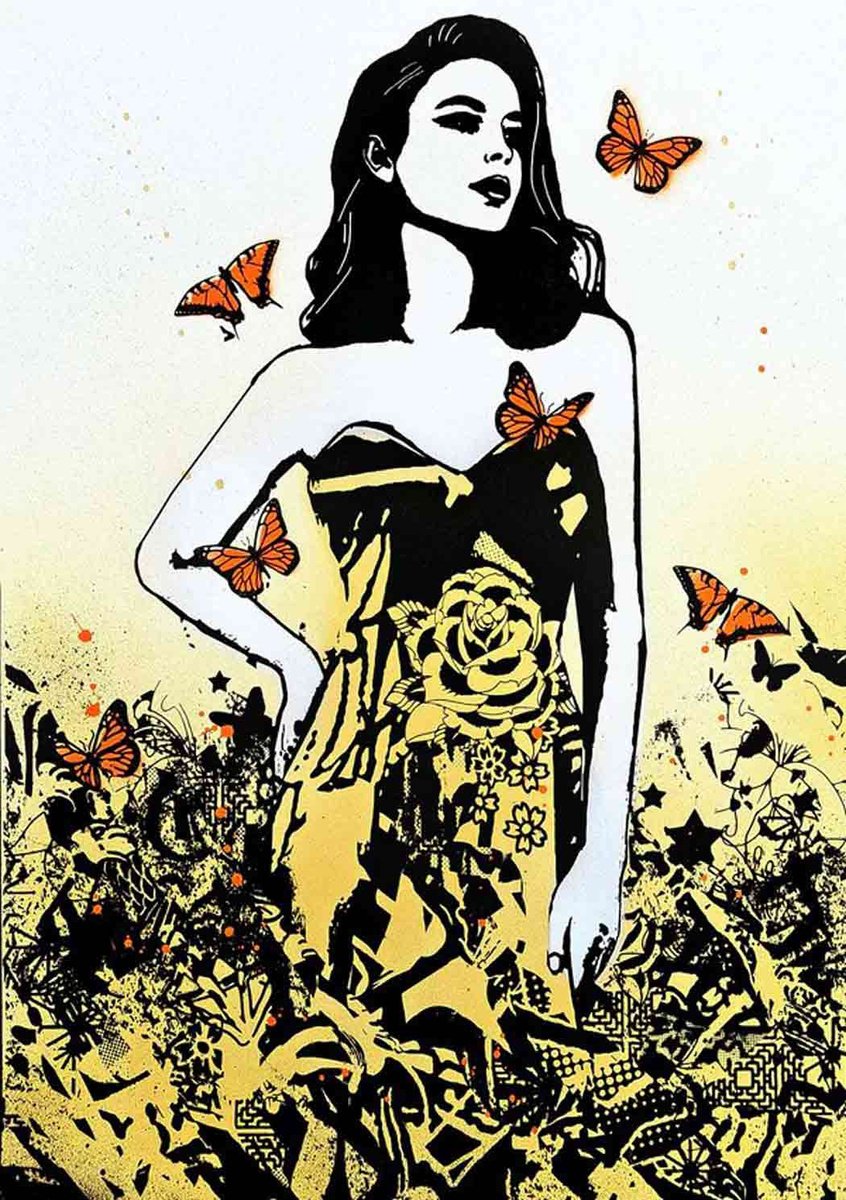 Urban And Pop Portrait Screenprint By Copyright, 14 X 20, Rising Hope, Original Artwork