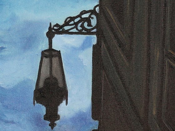 Reflection of a street lantern