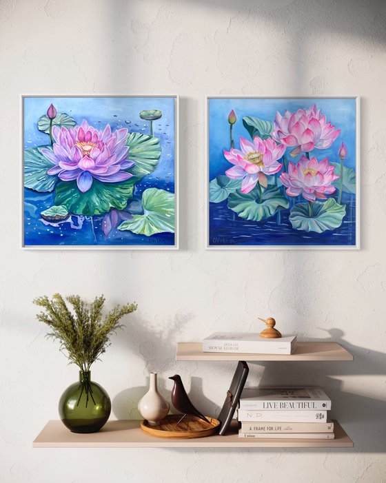 Kaleidoscope of Water Lilies Diptych