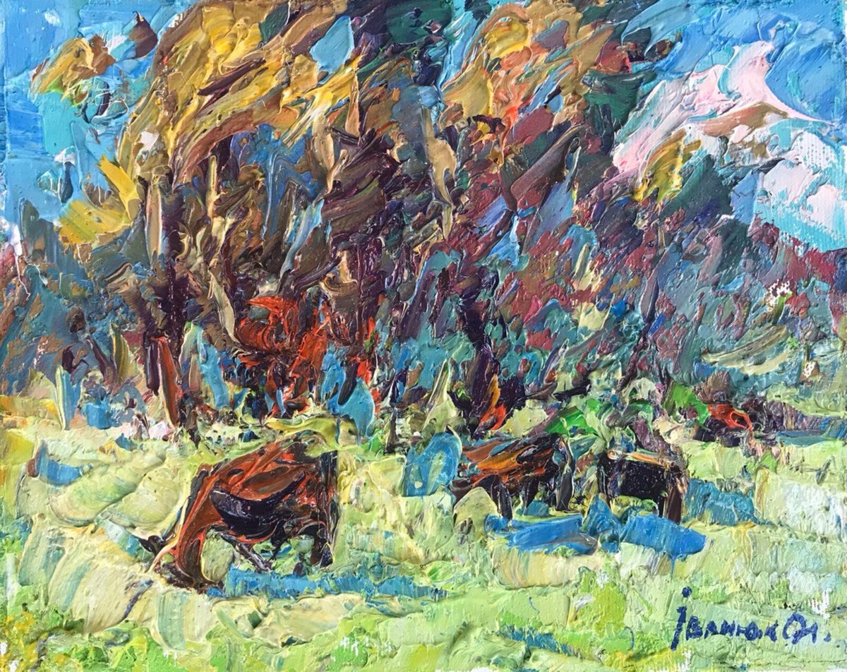 Impressionistic Landscape Oil Painting By Kalenyuk Alex, 10 X 8", Early Autumn, Original Artwork