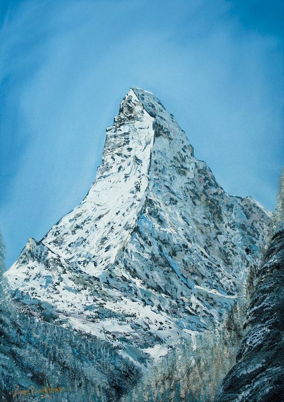 Matterhorn. Winter - original oil painting on stretched canvas