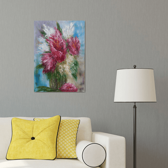 Abstract flowers(50x70cm, oil painting, palette knife)