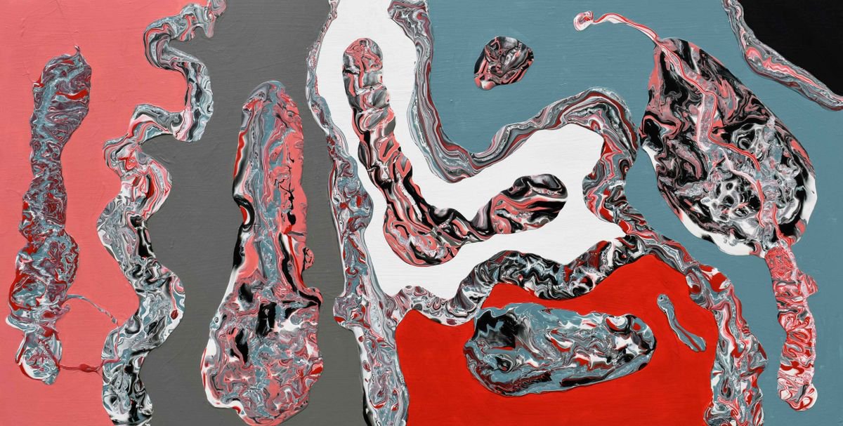 Abstract Acrylic Painting By Sumit Mehndiratta, 39 X 21", Untitled No. 21, Original Artwork