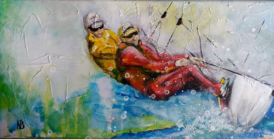 "Sailing",  original acrylic painting, 80x20x2cm