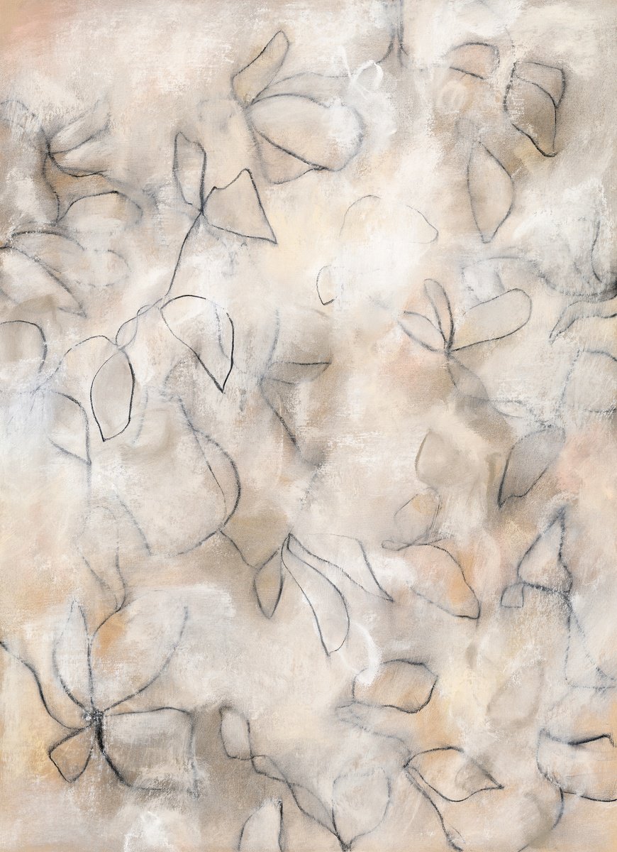 Abstract Botanical Drawing By Sara Richardson Artist, 18 X 24", Wild Flowers No.31, Original Artwork