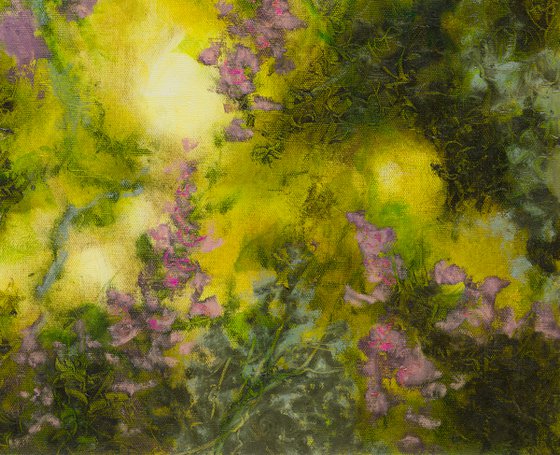 Wisteria - floral abstract - oil painting