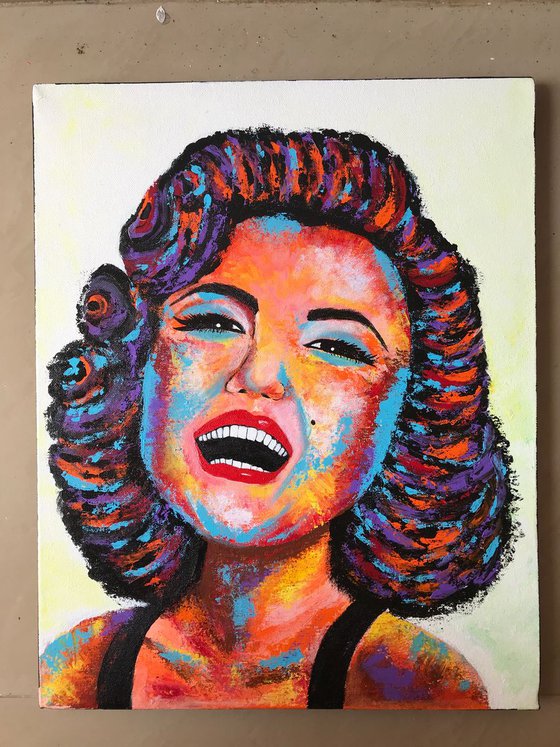 Marilyn !! Portrait !! Pop colors !! Knife Painting