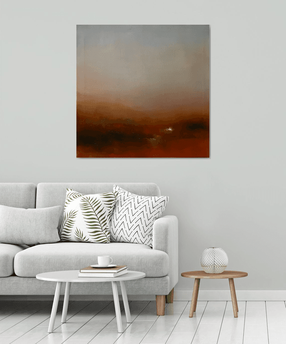 Sunrise-Sunrise 90x90 cm  - gold particles original oil painting landscape gift modern urban art office art decor home decor gift idea