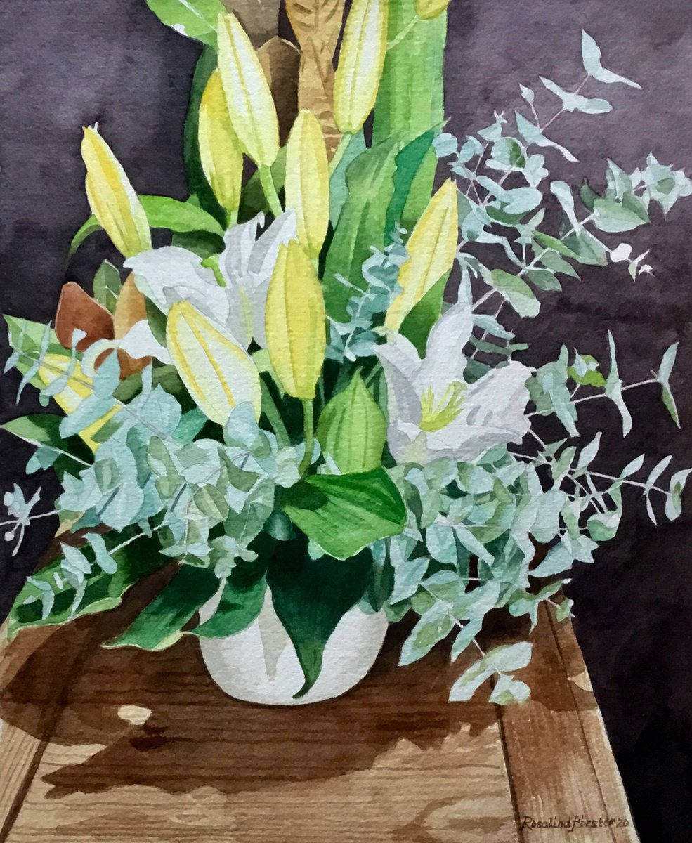 Lillies and Eucalyptus by Rosalind Forster