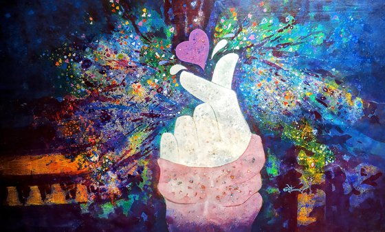 Love and happiness large abstract painting