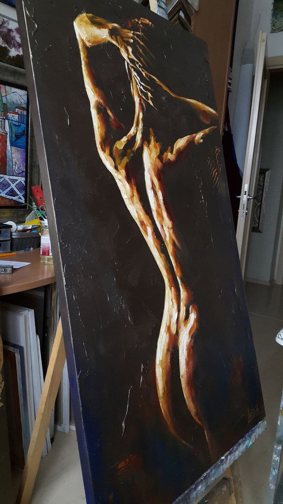Aroma of your love -  nude woman figure, original large painting, figurative
