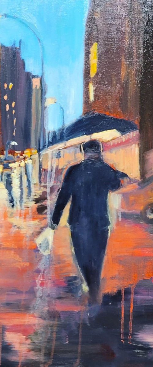Rob's Way (aka rainy city evening) by Leah Kohlenberg