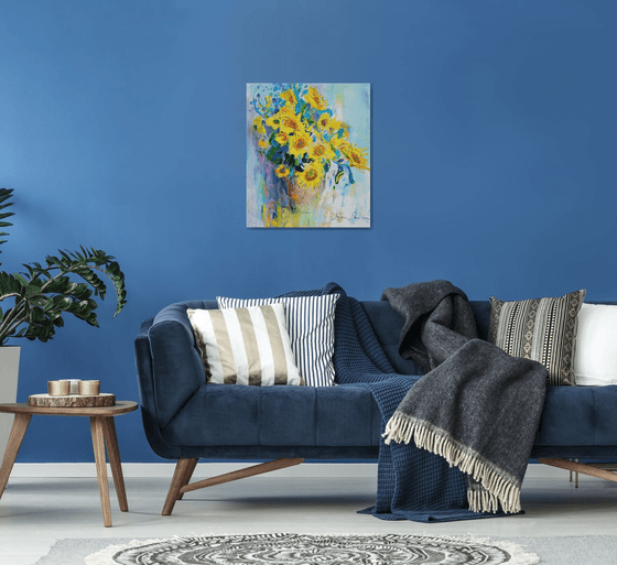 Sunflowers on white