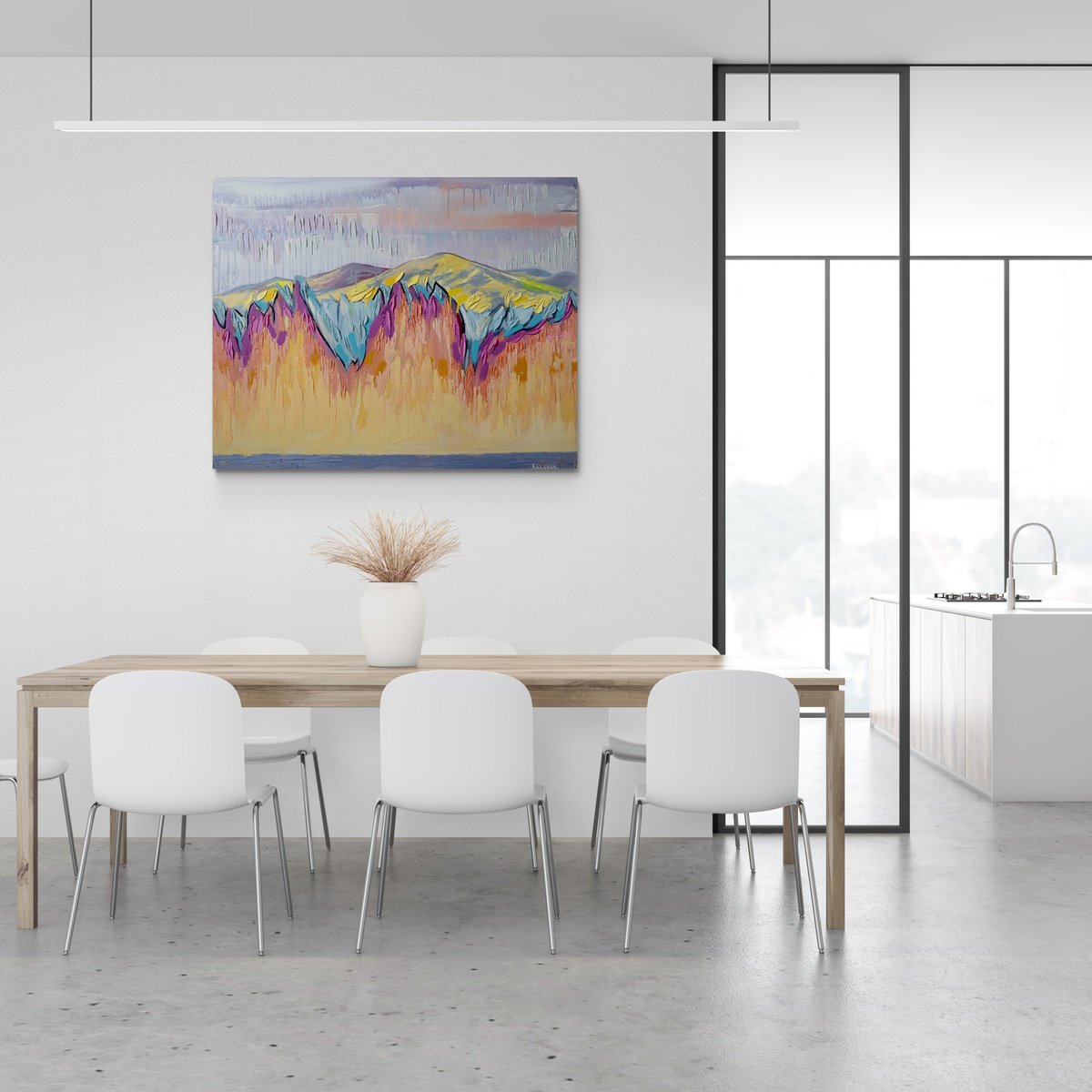 Abstract Landscape Oil Painting By Nataliia Karavan, 39 X 31", A Different Peace, Original Artwork