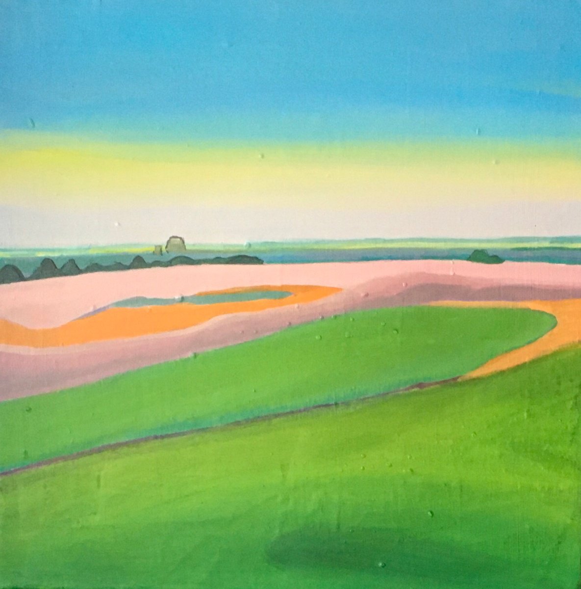 Impressionistic Landscape Acrylic Painting By Chihiro Kinjo, 20 X 20, The Heath, Newmarket, Original Artwork