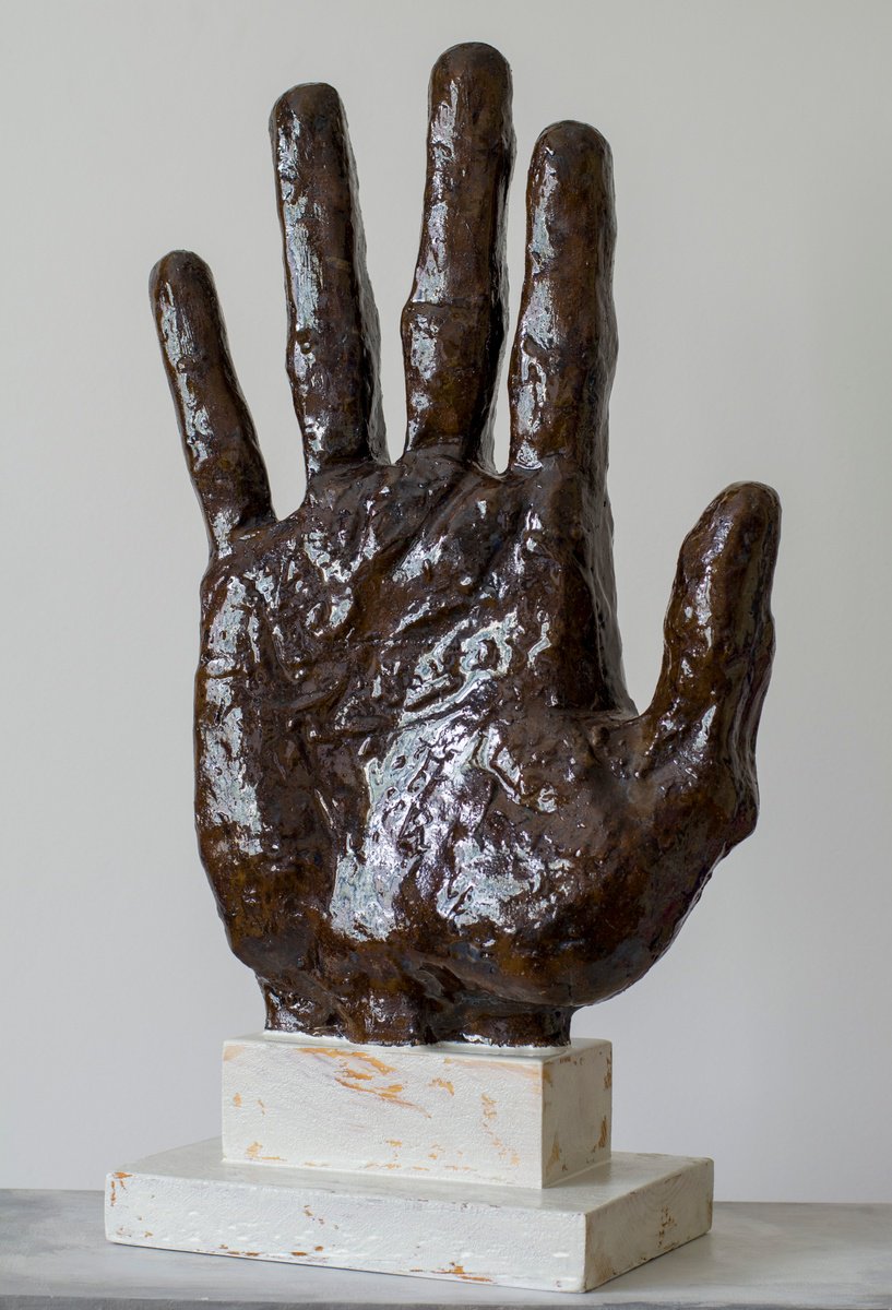 Expressive Portrait Sculpture By Nikolay Marinov, 9 X 19", The Hand Of The Artist, Original Artwork