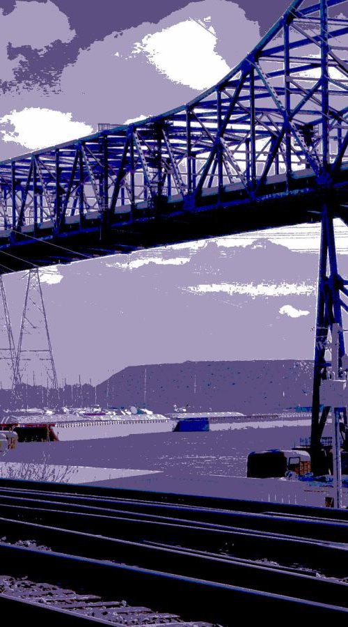 Tracks, Barge, Skyway Bridge, Chicago by Leon Sarantos