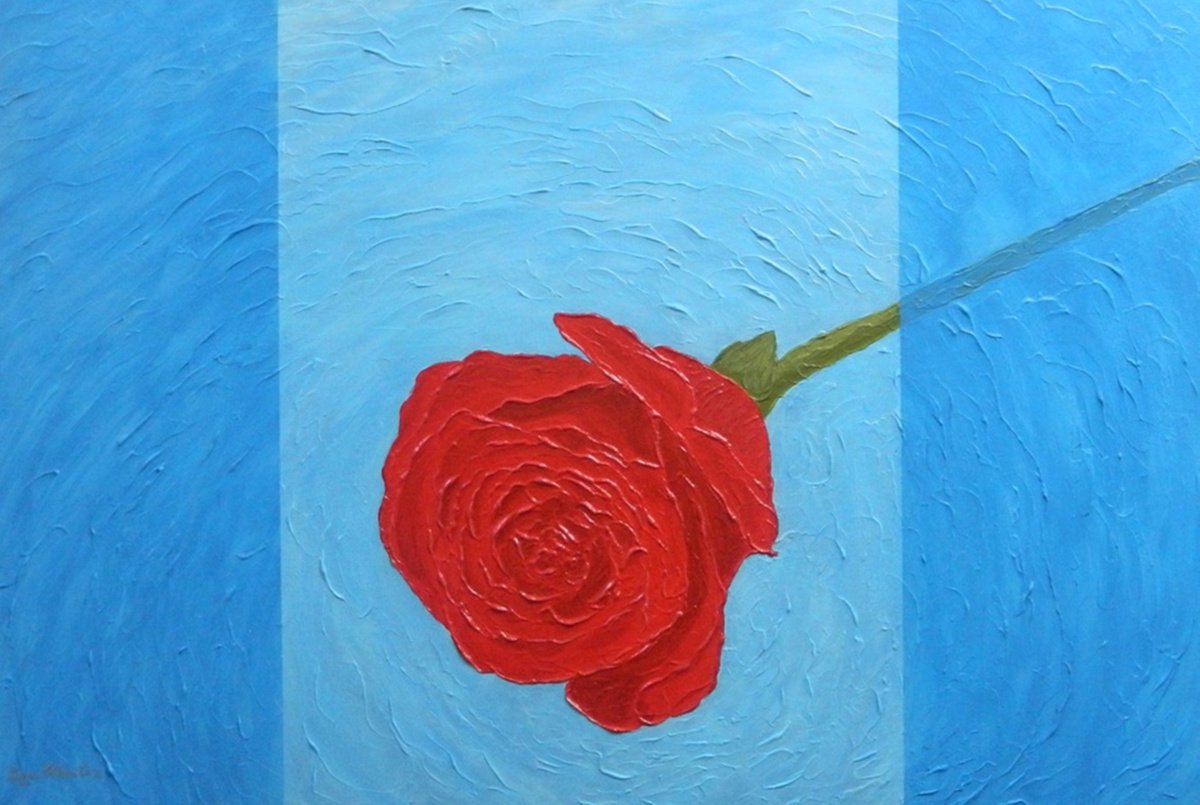 Forever Lovely - spring shower red rose painting; gift ideas; home, office decor by Liza Wheeler