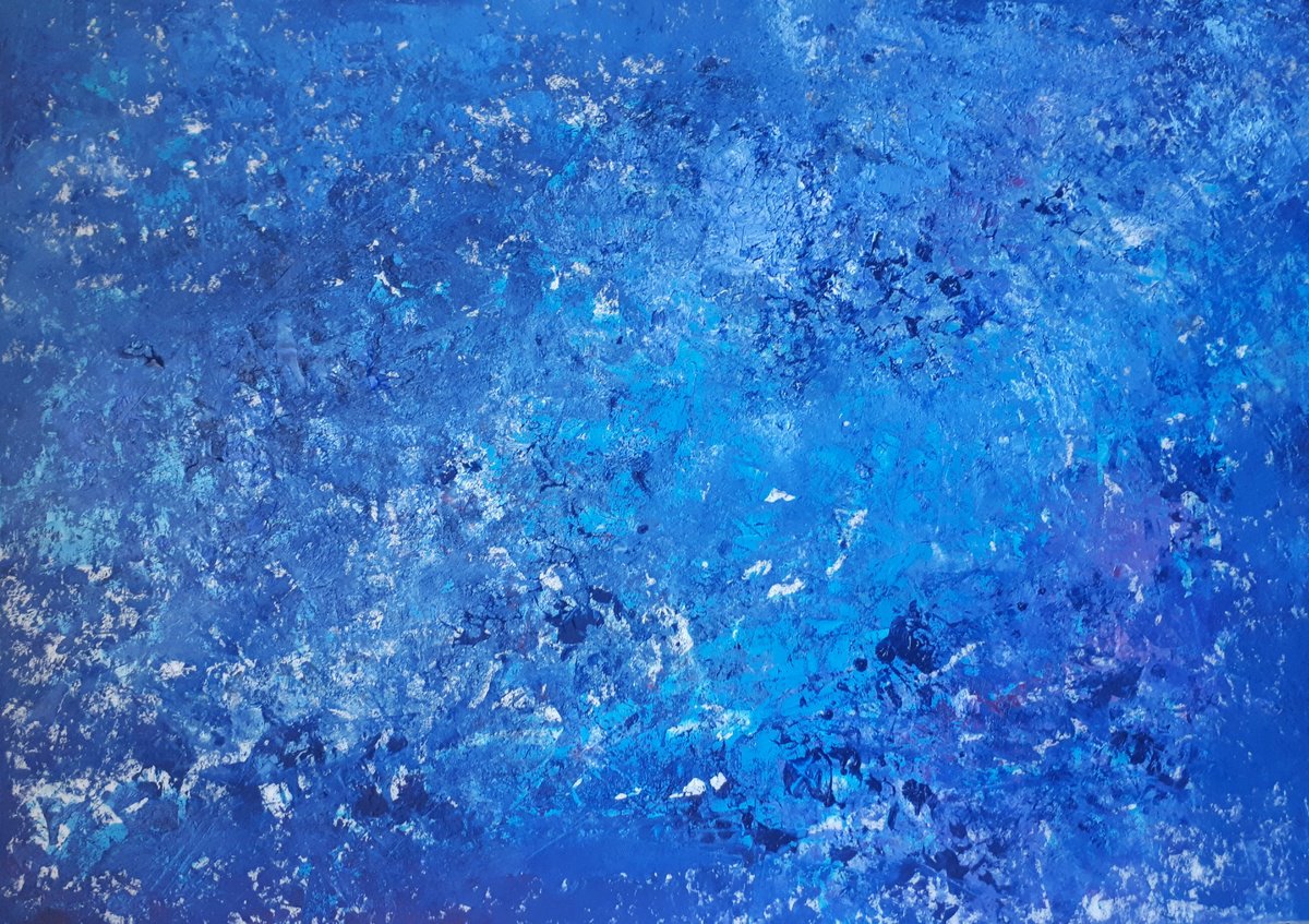 Organic Abstract Painting By Olga Onopko, 28 X 20", Carpet Of Snowdrops, Original Artwork