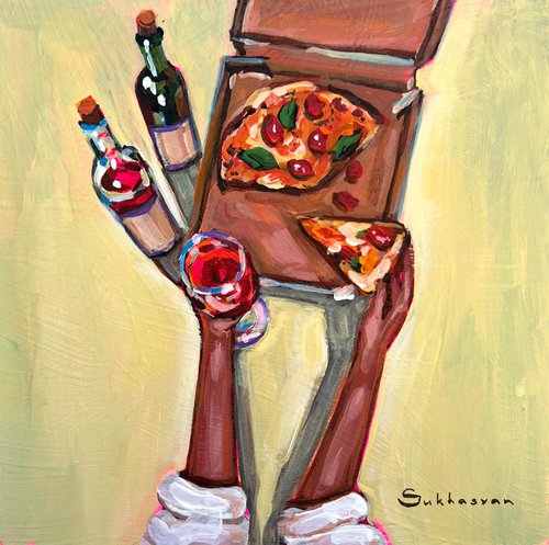 Pizza and Wine by Victoria Sukhasyan
