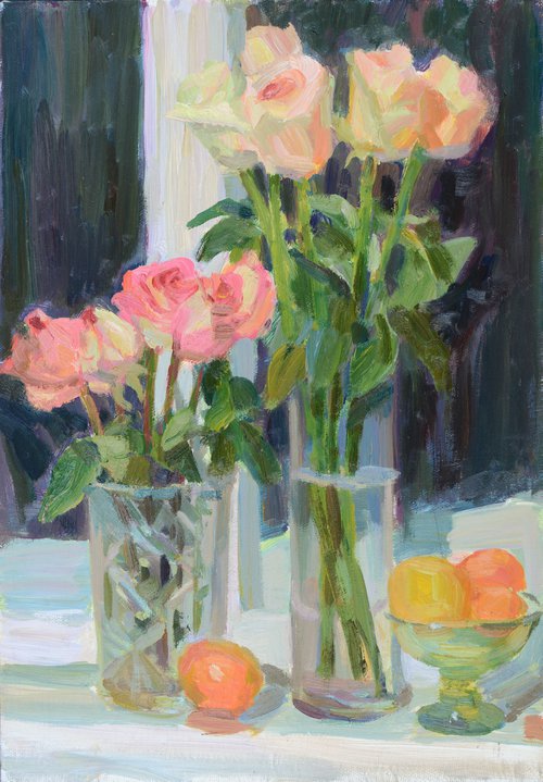 Roses and oranges by Yulia Pleshkova