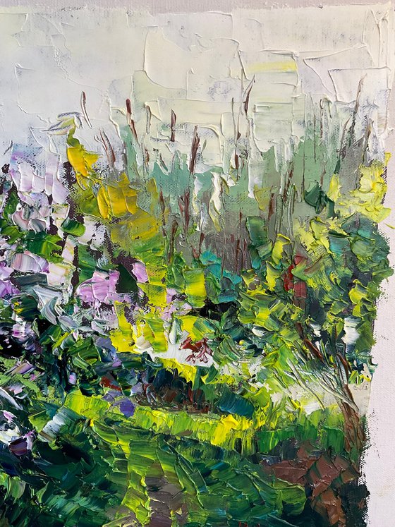 Lilac on green background