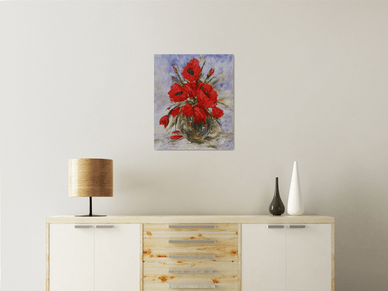 Red poppies   (50x60cm, oil painting, palette knife)
