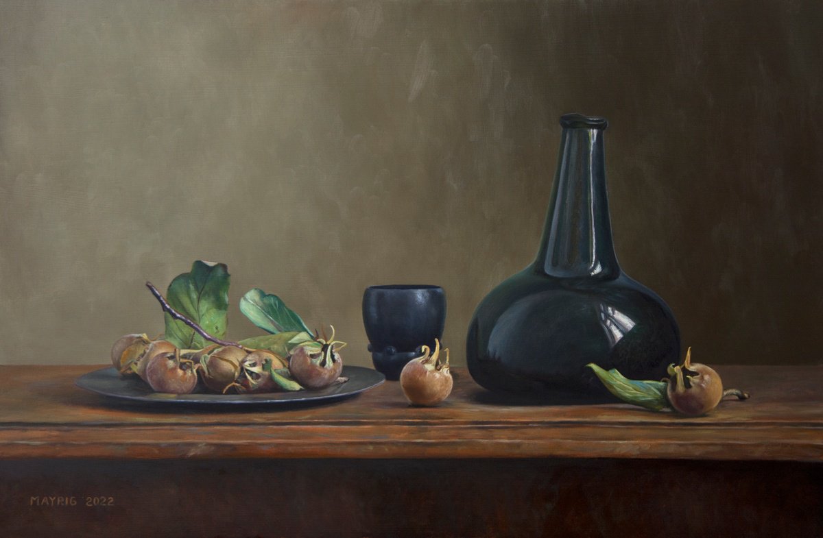 Photorealistic Oil Painting , Medlar Wine By Mayrig Simonjan, 24 X 16, Artwork For Sale On Artfinder